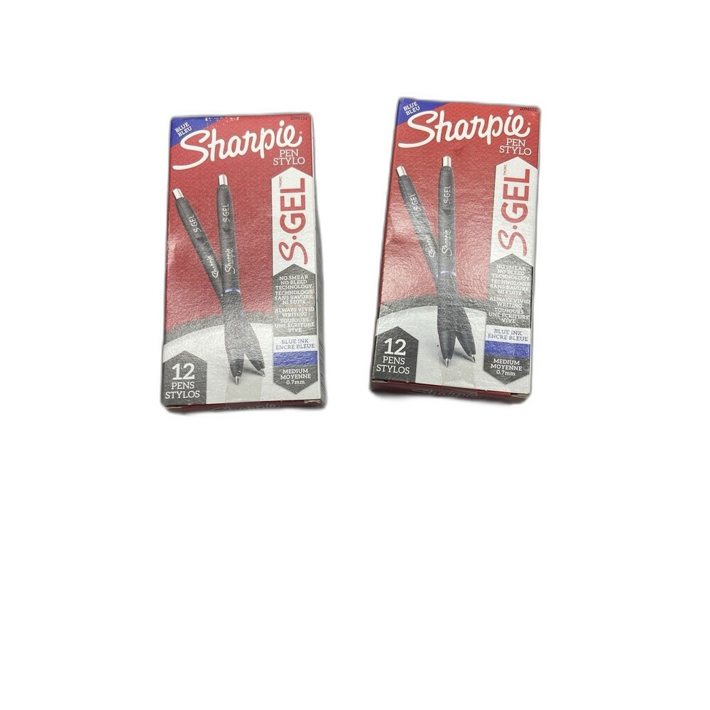 Sharpie S-Gel Pen 2096152, Blue Gel Ink, 0.7mm Medium Point, 2 Boxes of 12 Pens